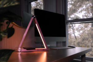 rose gold triangular desk lamp